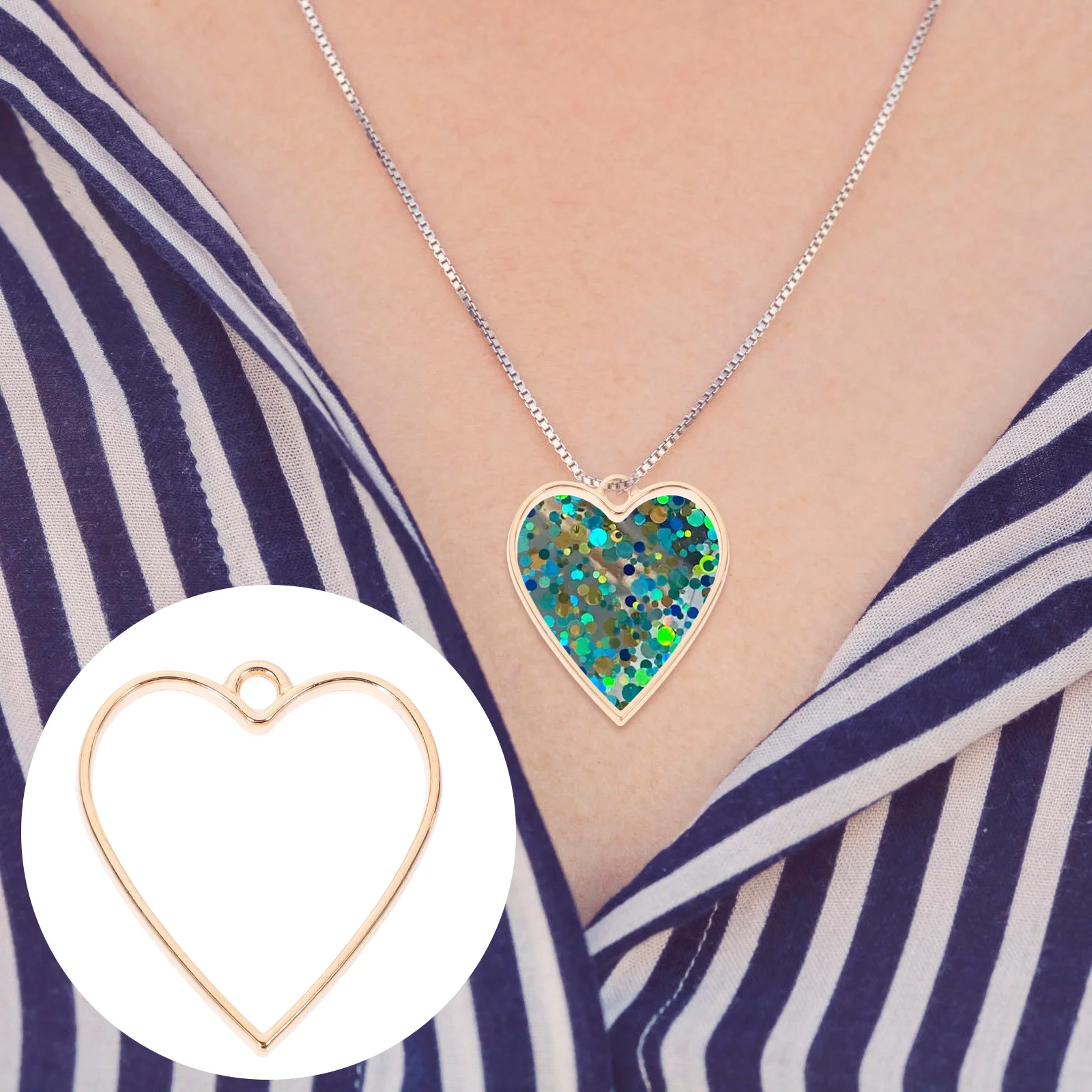 50Pcs Heart Resin Open Bezel Pendants Hollow Alloy Frame Jewelry Making Supplies DIY Charms for Bracelets Necklaces Jewelry 
50Pcs Heart Resin Open Bezel Pendants Hollow Alloy Frame Jewelry Making Supplies DIY Charms for Bracelets Necklaces Jewelry