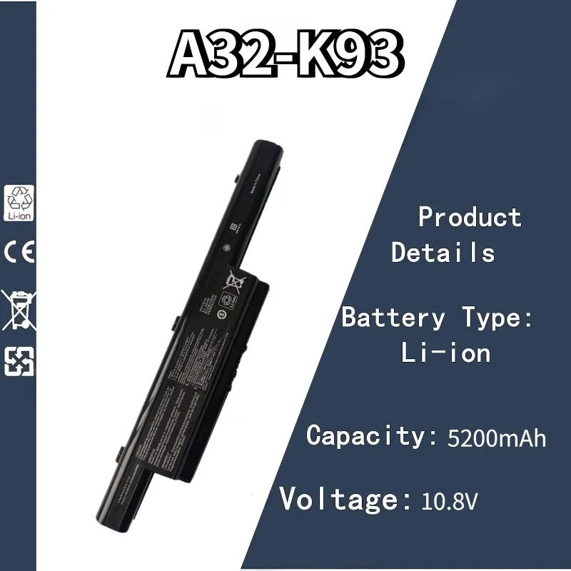 10,8 В 5200 мАч A32-K93 аккумулятор для ноутбука ASUS A95VM A93 A95V K93 A93SM K93SV K95VM A93S K95V A93SV
10,8 В 5200 мАч A32-K93 аккумулятор для ноутбука ASUS A95VM A93 A95V K93 A93SM K93SV K95VM A93S K95V A93SV