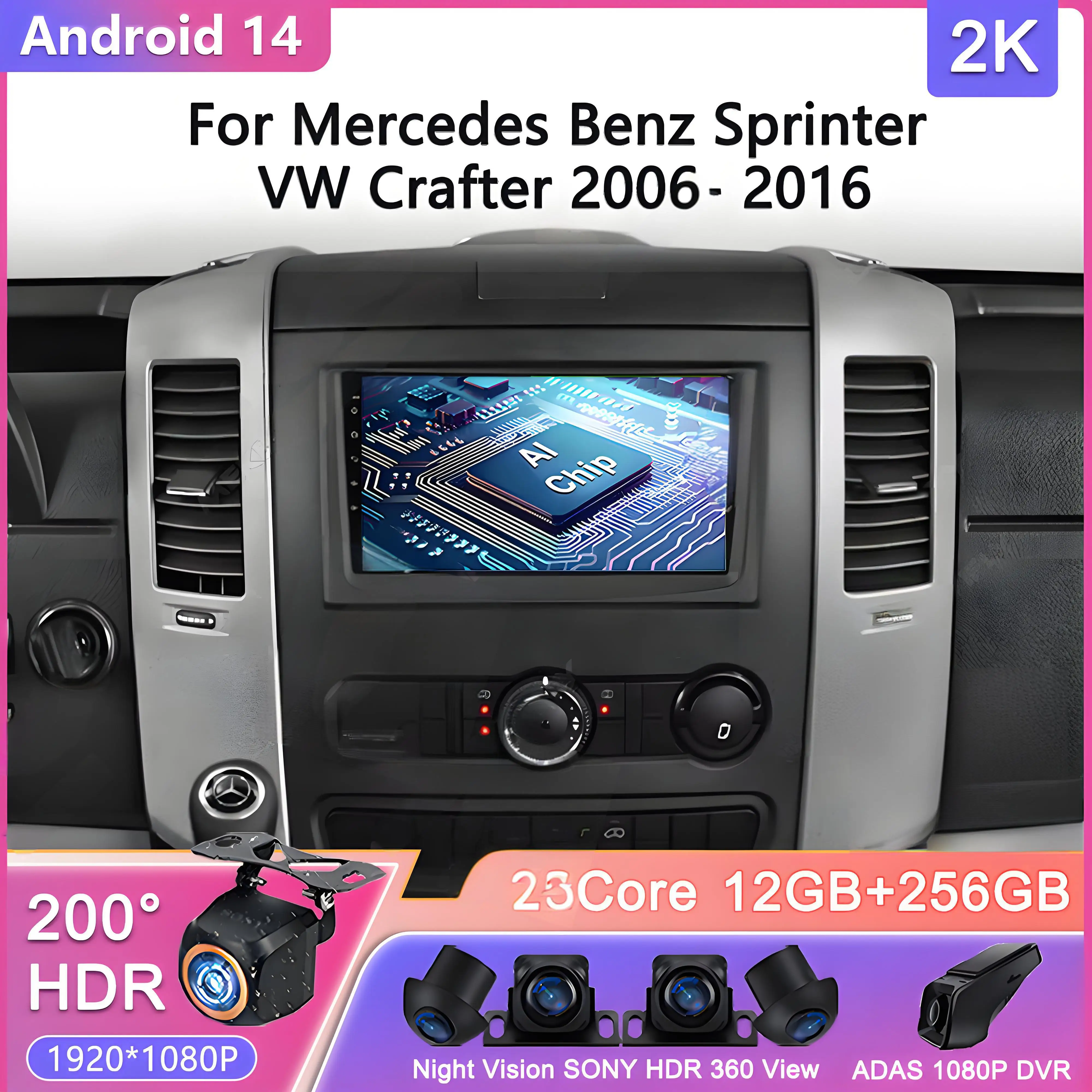 Android 14 для VW Crafter для Mercedes Benz Sprinter, автомобильный радиоприемник, мультимедийный видеоплеер, GPS-стерео экран, WIFI + 4G DSP
Android 14 для VW Crafter для Mercedes Benz Sprinter, автомобильный радиоприемник, мультимедийный видеоплеер, GPS-стерео экран, WIFI + 4G DSP