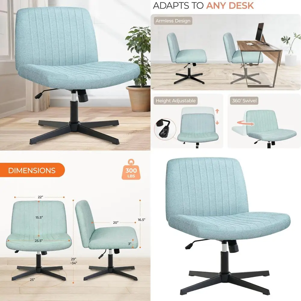 Регулируемый поворотный настольный стул с широкими ножками, без подлокотников, тканевое сиденье, мятный, для домашнего офиса
Регулируемый поворотный настольный стул с широкими ножками, без подлокотников, тканевое сиденье, мятный, для домашнего офиса