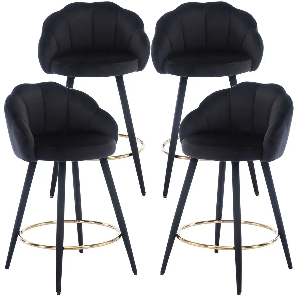 Inches Bar Stools Set of 4 Modern Velvet Barstools with Back Comfy Bar Height Chairs for Kitchen Island Home Bar Restaurant, Bl
Inches Bar Stools Set of 4 Modern Velvet Barstools with Back Comfy Bar Height Chairs for Kitchen Island Home Bar Restaurant, Bl