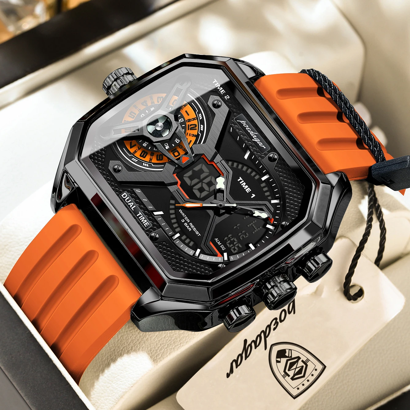 POEDAGAR Fashion Sports Men Clock Date Week Luminous LED Quartz Male Watch Silicone Dual Time Electronic Military Men's Watches
POEDAGAR Fashion Sports Men Clock Date Week Luminous LED Quartz Male Watch Silicone Dual Time Electronic Military Men's Watches