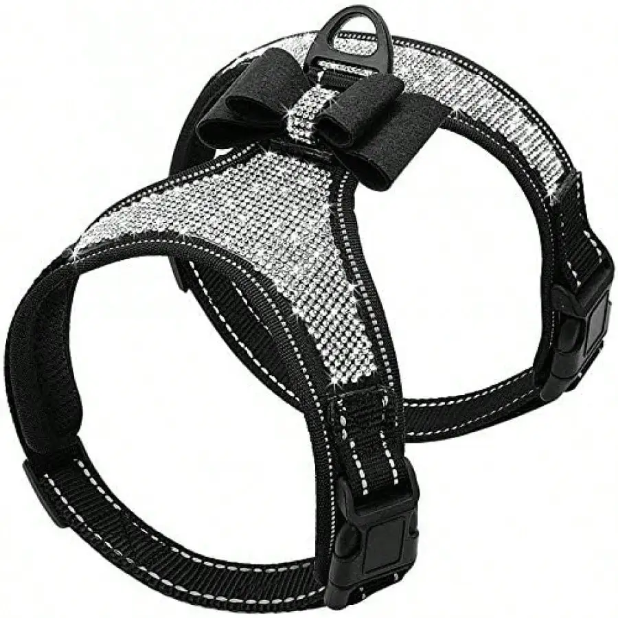 Dog Harness - Reflective Bling Nylon Dog Vest With Sparkly Bow Tie Small Medium Large Dogs Walking,Party And Wedding,Blac
Dog Harness - Reflective Bling Nylon Dog Vest With Sparkly Bow Tie Small Medium Large Dogs Walking,Party And Wedding,Blac