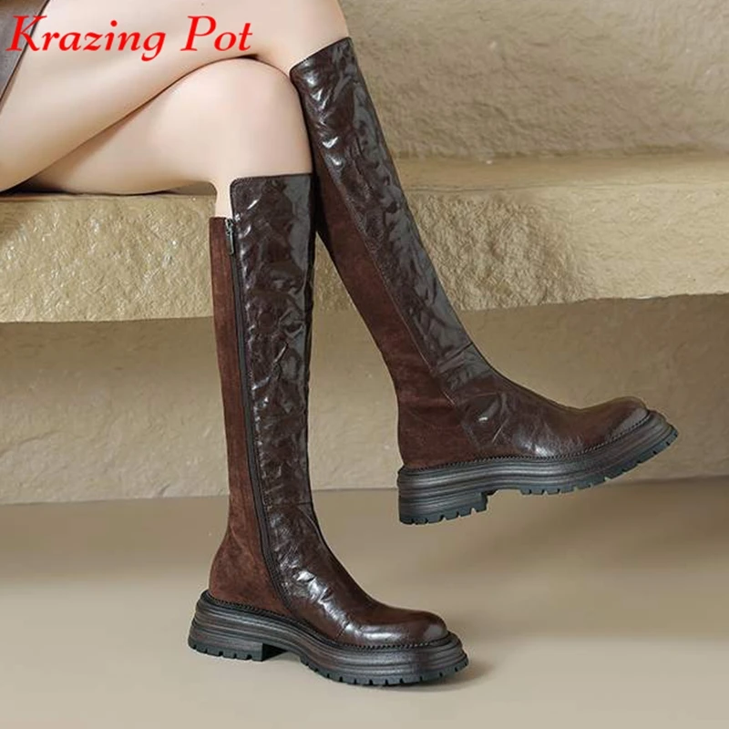 Krazing Pot Vintage Sheep Leather Round Toe Winter Keep Warm Equestrian Boots Med Heels Slip On Platform Punk Thigh High Boots
Krazing Pot Vintage Sheep Leather Round Toe Winter Keep Warm Equestrian Boots Med Heels Slip On Platform Punk Thigh High Boots