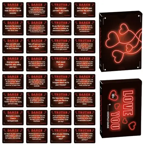 A Set Couple Card Night Interactive Games Truth Or Dare Adventure Prop Romantic Love Q&A Poker Warm Field 50 Sheets Board Games