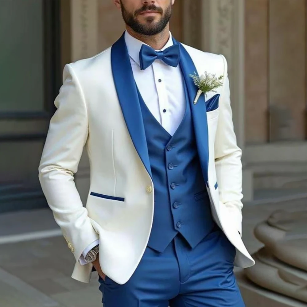 High Quality Men's Suits Fashion 3 Piece Jacket Pants Vest Full Sets Customzied One-Button Shawl Lapel Male Clothing For Wedding
High Quality Men's Suits Fashion 3 Piece Jacket Pants Vest Full Sets Customzied One-Button Shawl Lapel Male Clothing For Wedding