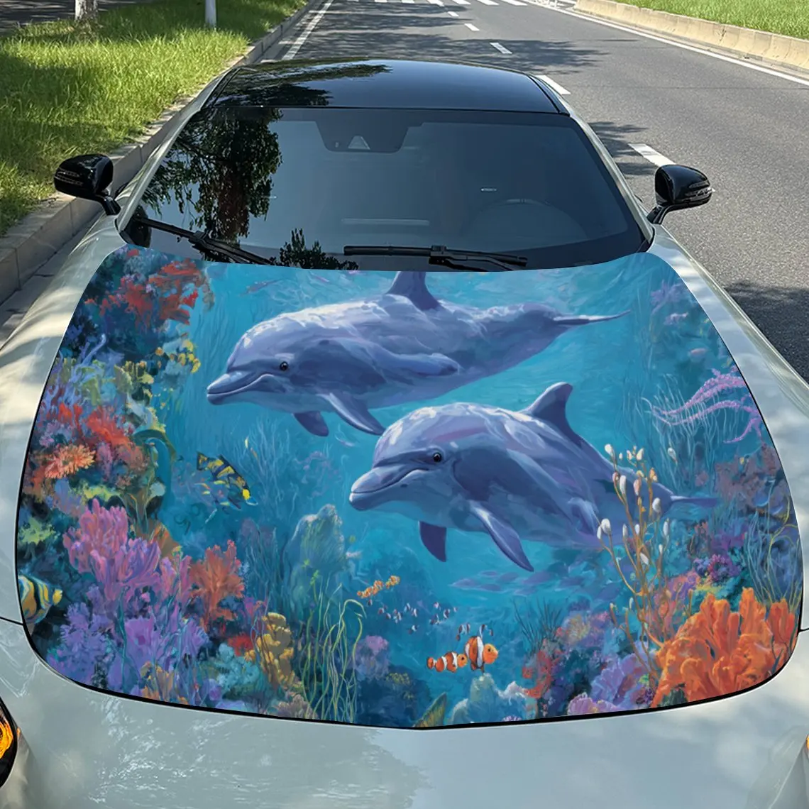 Vibrant Coral Reef Dolphin Car Hood Stickers - Self-Adhesive, Waterproof and Durable Vinyl Wrap, Decorate And Protect Your Car,
Vibrant Coral Reef Dolphin Car Hood Stickers - Self-Adhesive, Waterproof and Durable Vinyl Wrap, Decorate And Protect Your Car,