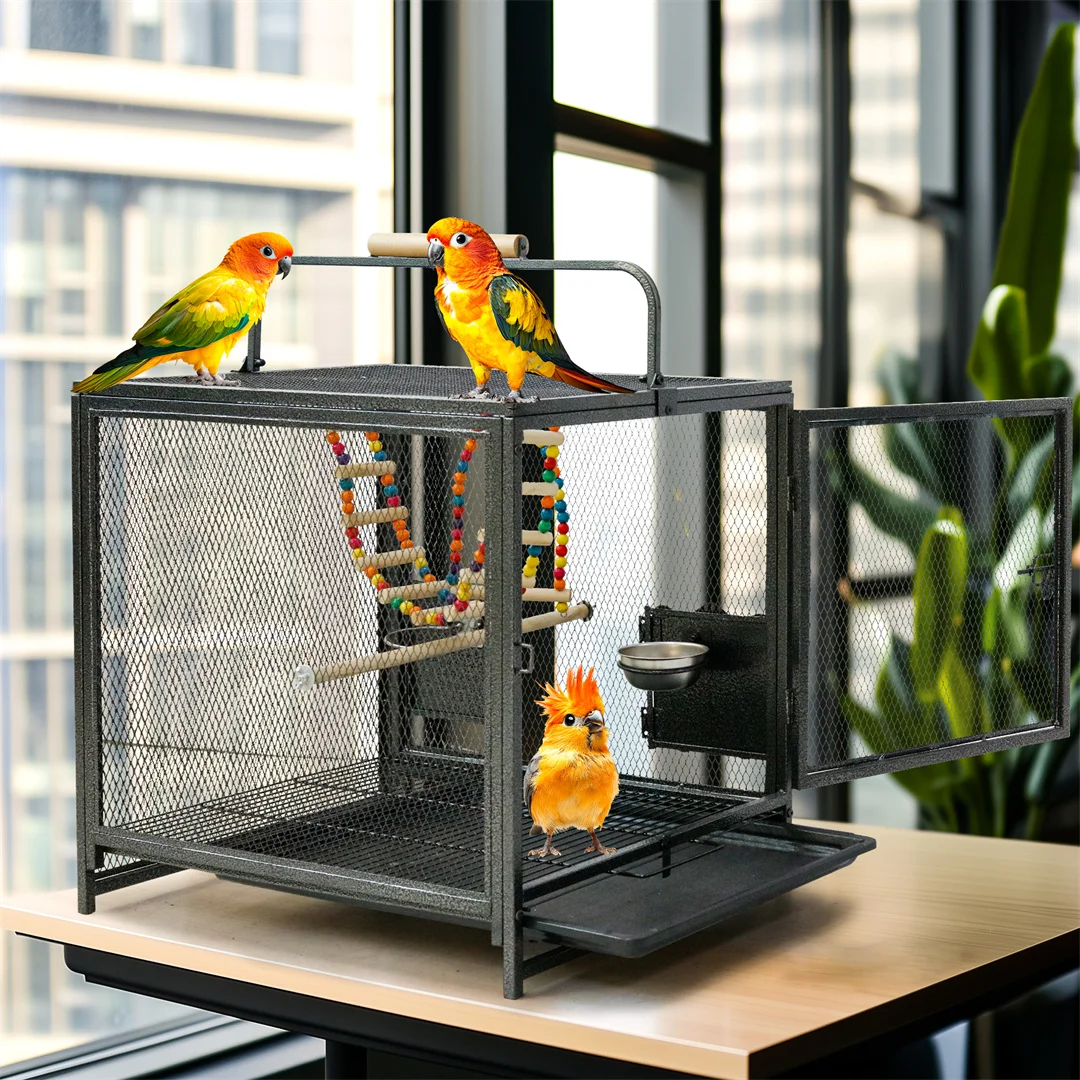 Portable Black Metal Flight Bird Cage Playpen with Hammock Swing Toy, Perch Stand for Parrots,Conure,Lovebird,Cockatiel,Budgies
Portable Black Metal Flight Bird Cage Playpen with Hammock Swing Toy, Perch Stand for Parrots,Conure,Lovebird,Cockatiel,Budgies