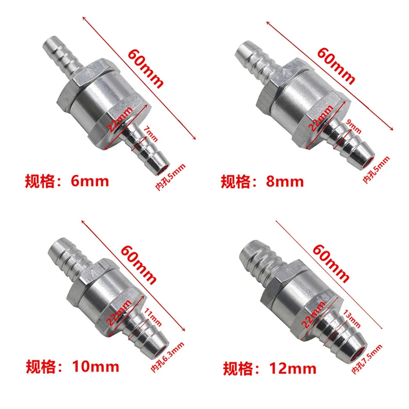 2PCS Aluminum Alloy Silver 6mm 8mm 10mm 12mm Car Gasoline Diesel Fuel One-way Check Valve
2PCS Aluminum Alloy Silver 6mm 8mm 10mm 12mm Car Gasoline Diesel Fuel One-way Check Valve