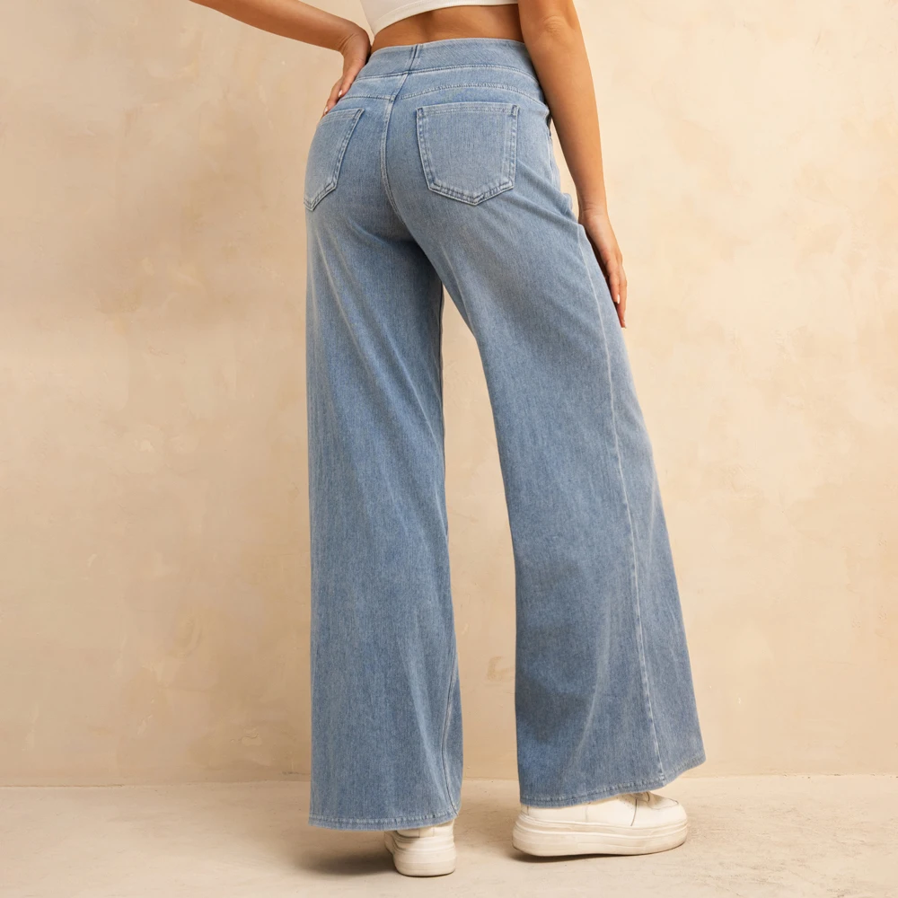 Shascullfites Melody Women's High-Waisted Wide-Leg Jeans Light Blue Casual Knitted Pants with Pockets Baggy Fit
Shascullfites Melody Women's High-Waisted Wide-Leg Jeans Light Blue Casual Knitted Pants with Pockets Baggy Fit