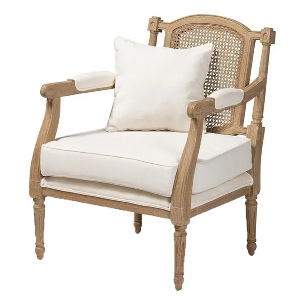 Contemporary Mahogany Wood Armchair Rattan Back Foam Cushion French Accent 16in Seat Height Customized
Contemporary Mahogany Wood Armchair Rattan Back Foam Cushion French Accent 16in Seat Height Customized