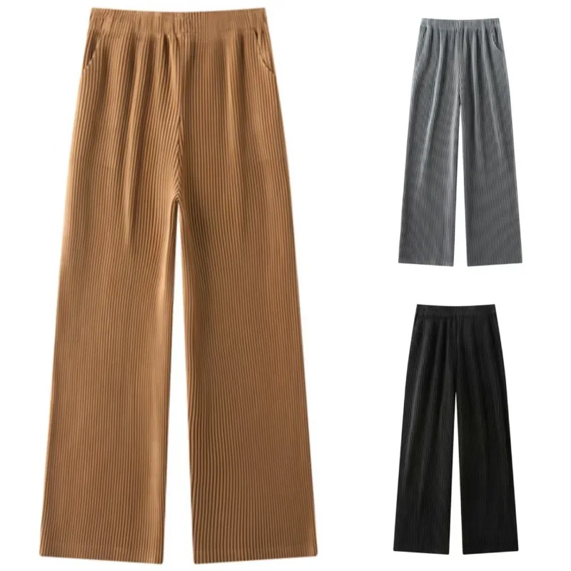 Miyake плиссированные женские брюки, простые повседневные осенние новые свободные брюки большого размера с эластичной резинкой на талии, широкие брюки, одежда для поездок на работу
Miyake плиссированные женские брюки, простые повседневные осенние новые свободные брюки большого размера с эластичной резинкой на талии, широкие брюки, одежда для поездок на работу