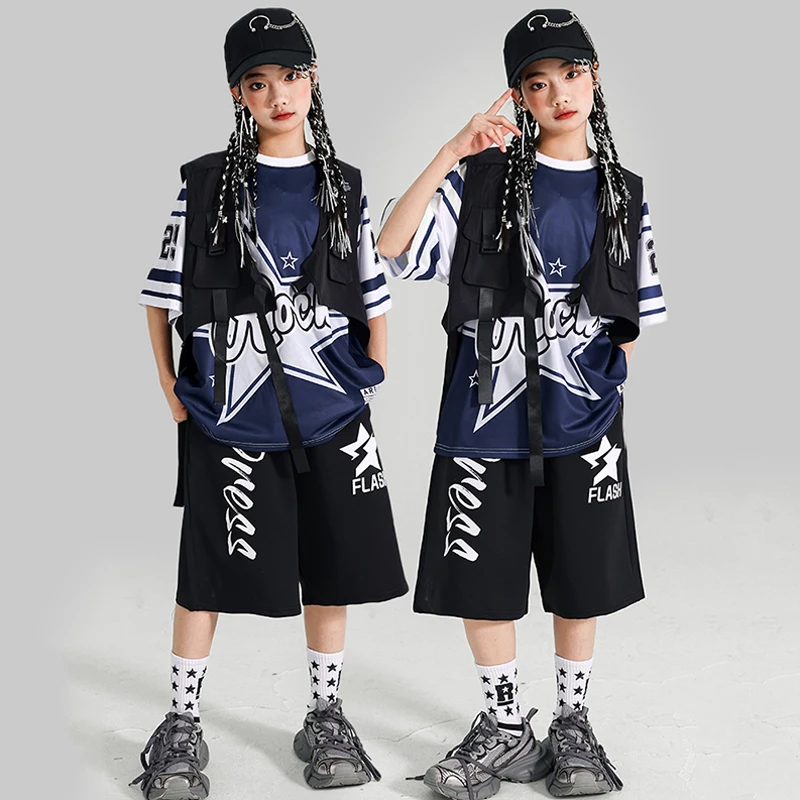 Children Hip Hop Contrast T-Shirt Black Shorts Girls K-Pop Oversize Costume Kids Jazz Dance Clothes Sets Fashion Streetwear 1843 
Children Hip Hop Contrast T-Shirt Black Shorts Girls K-Pop Oversize Costume Kids Jazz Dance Clothes Sets Fashion Streetwear 1843