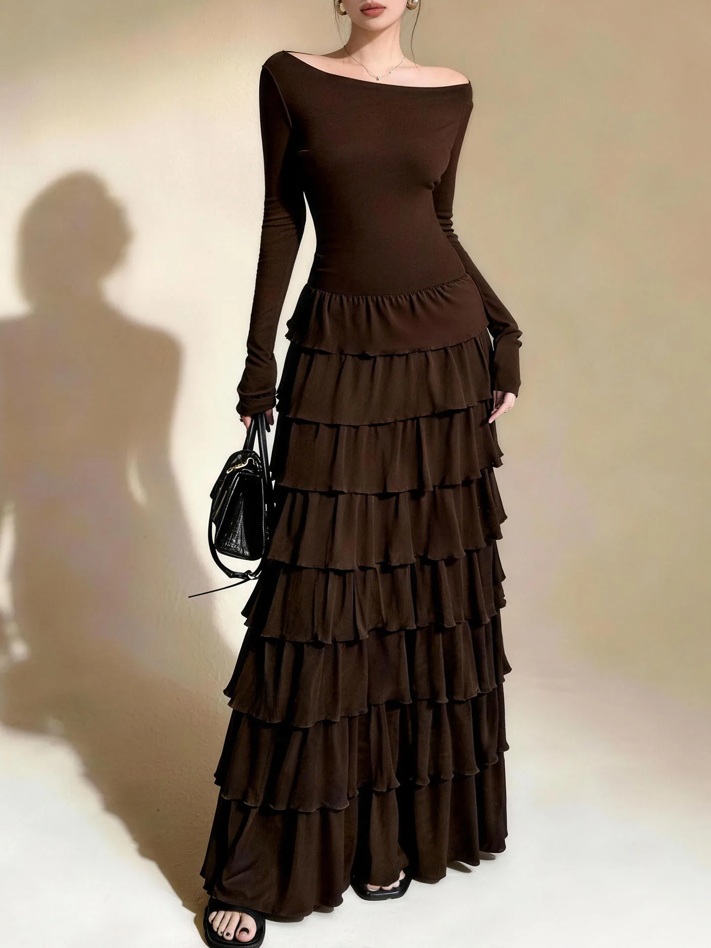 Bury oulder-baring Dr Women's Mid-maturi Sle Retro Spring New Layered Skirt Long Cake Dr Korean High Waist
Bury oulder-baring Dr Women's Mid-maturi Sle Retro Spring New Layered Skirt Long Cake Dr Korean High Waist