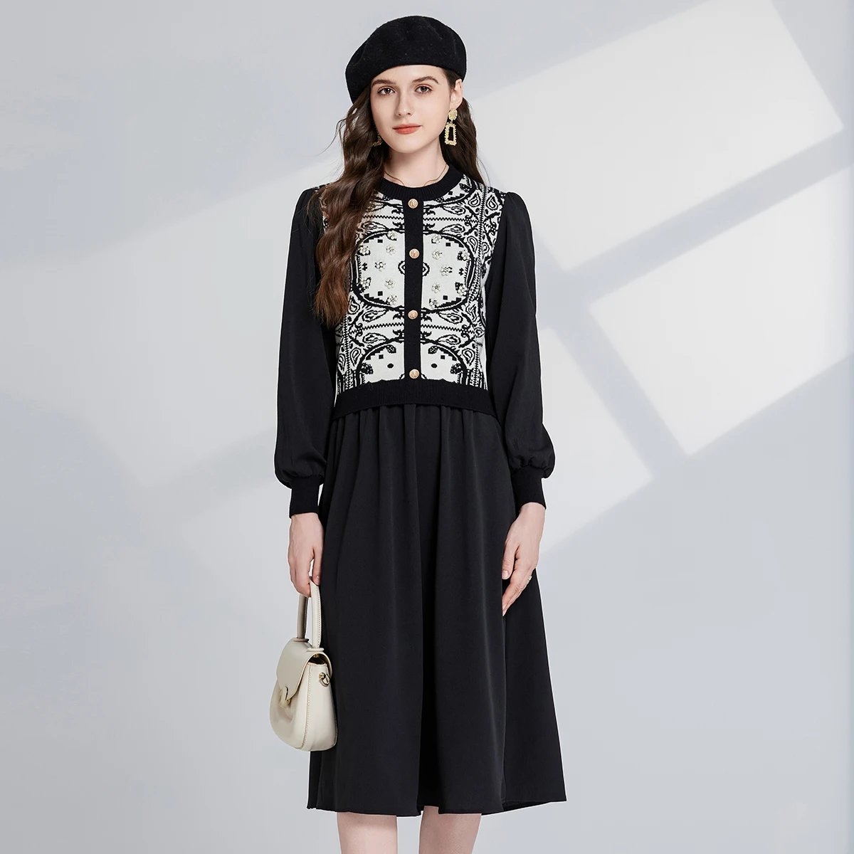 Classical Floral Embroidery round Ne Long Sve Waist Cinched Dr Autumn Winter Ladylike Sle Splice Dr Women's Faion
Classical Floral Embroidery round Ne Long Sve Waist Cinched Dr Autumn Winter Ladylike Sle Splice Dr Women's Faion