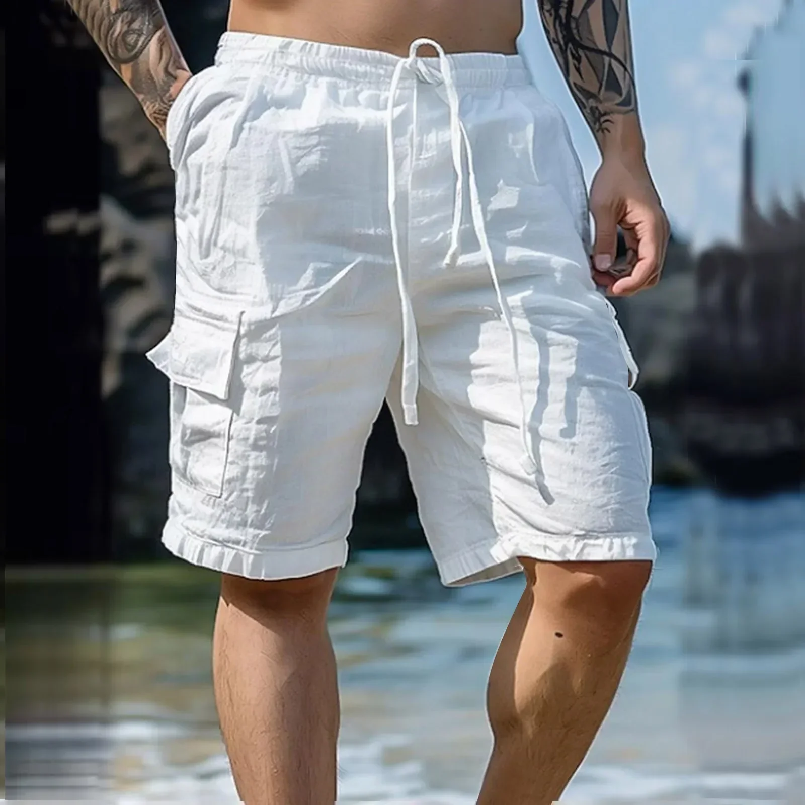 2025 Men's Summer Fashion Loose White Cargo Shorts Handsome Streetwear Beachwear Solid Color With Pockets Shorts Workout Pants
2025 Men's Summer Fashion Loose White Cargo Shorts Handsome Streetwear Beachwear Solid Color With Pockets Shorts Workout Pants