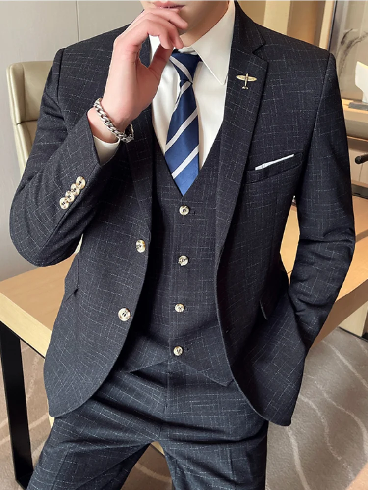 ( Jacket +Vest+ Pants ) Boutique Fashion Formal Business Men's Suit 3 Pcs Set Groom Wedding Dress Show Party Show Prom Male Suit
( Jacket +Vest+ Pants ) Boutique Fashion Formal Business Men's Suit 3 Pcs Set Groom Wedding Dress Show Party Show Prom Male Suit
