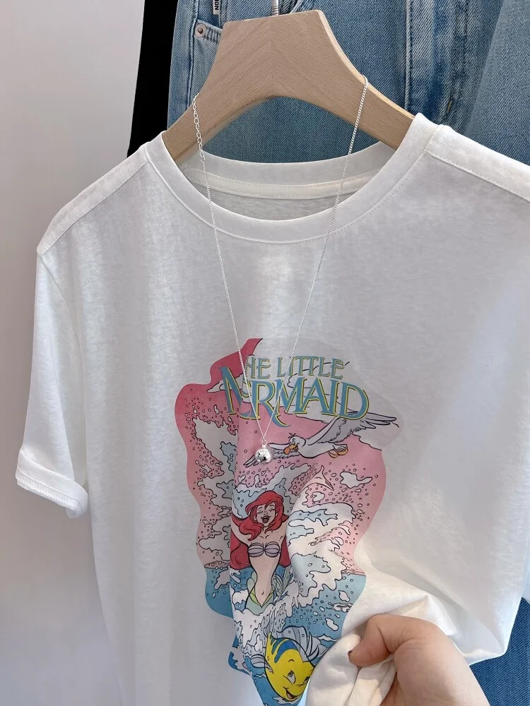 Korean Sle Retro Snowflake Cotton Mermaid Princ Cartoon Print Lightweight Breathable round Ne ort Sve T-irt Wom...
Korean Sle Retro Snowflake Cotton Mermaid Princ Cartoon Print Lightweight Breathable round Ne ort Sve T-irt Wom...