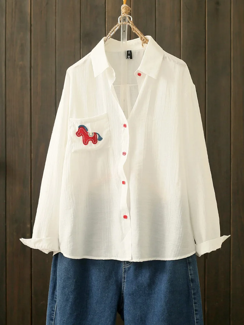 Summer Large Size Embroidered Patchwork Long Sleeve Loose Sun Protection Collar Stand Flip Cotton Blend Women's Fashion Shirt
Summer Large Size Embroidered Patchwork Long Sleeve Loose Sun Protection Collar Stand Flip Cotton Blend Women's Fashion Shirt