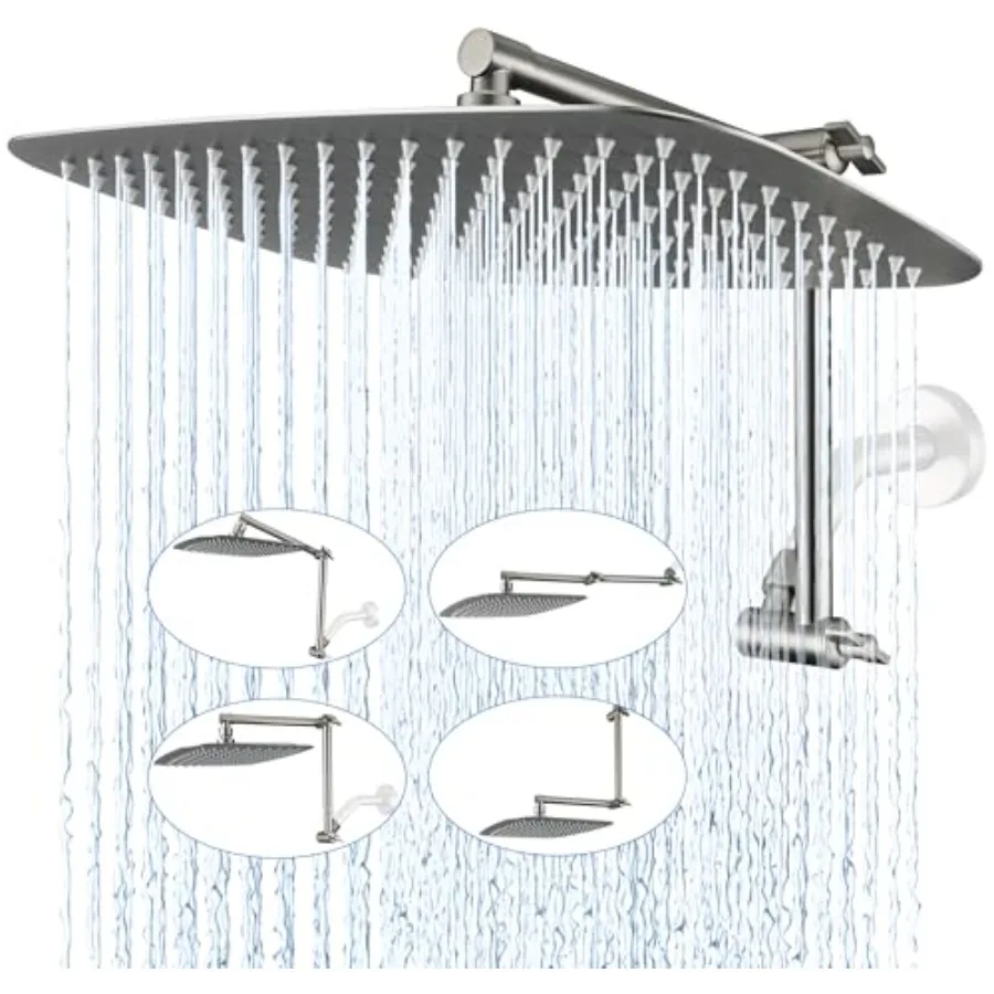 All Metal 14 Inch Rain Shower Head with Adjustable Extension Arm Full-Body Large Shower Head for Spa-Like Rainfall 14 * 9 Inch
All Metal 14 Inch Rain Shower Head with Adjustable Extension Arm Full-Body Large Shower Head for Spa-Like Rainfall 14 * 9 Inch