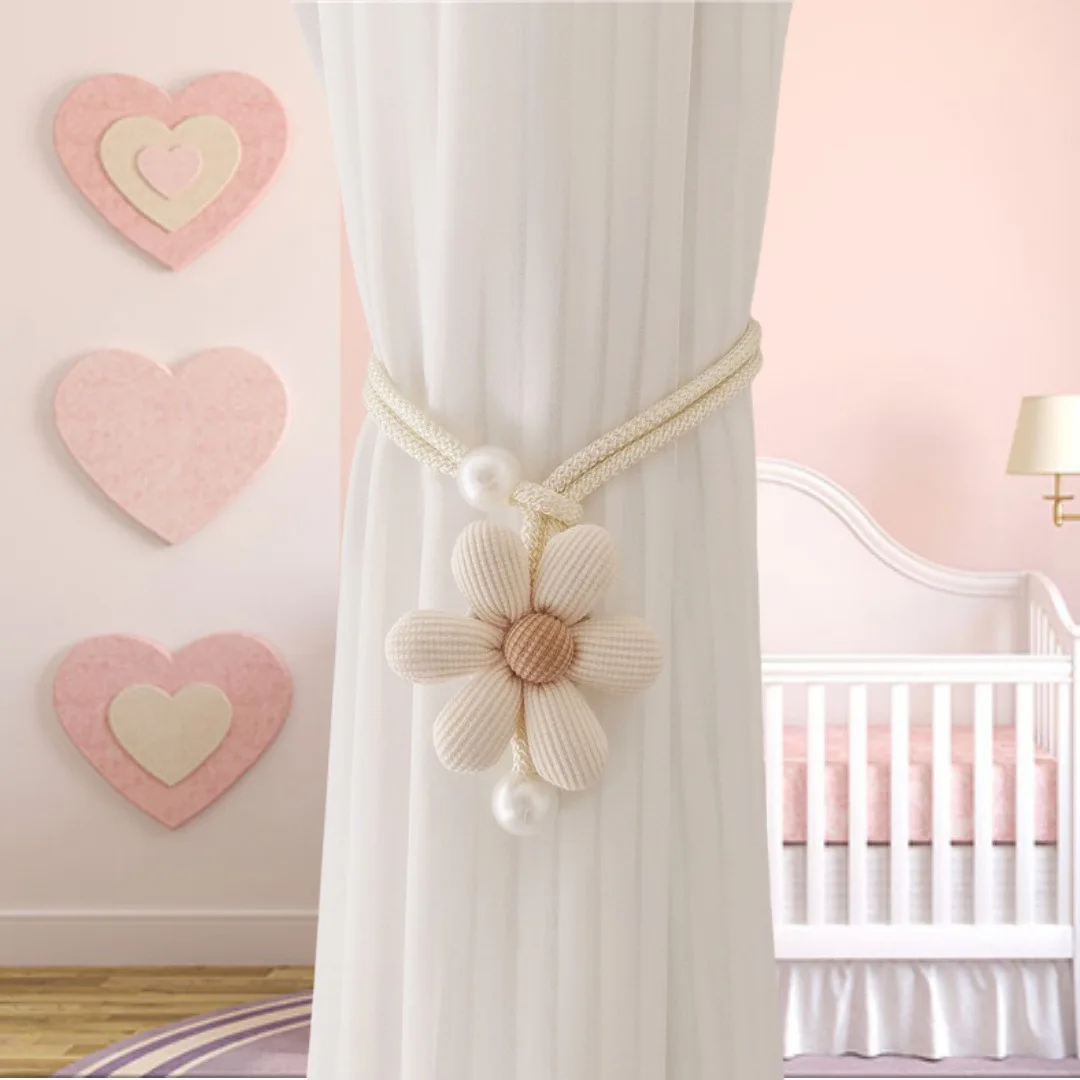 Fabric Flower Curtain Tiebacks, Pearl Button Curtain Ropes for Kids Bedroom, Window Screen Mosquito Net Storage Straps
Fabric Flower Curtain Tiebacks, Pearl Button Curtain Ropes for Kids Bedroom, Window Screen Mosquito Net Storage Straps