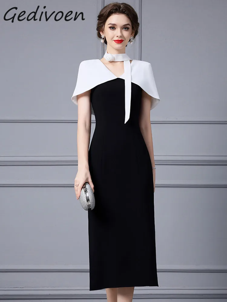 Gedivoen Summer Fashion Designer Hit Color Temperament Midi Dress Women's V-Neck Frenulum High Waist Slit Elegant Party Dress
Gedivoen Summer Fashion Designer Hit Color Temperament Midi Dress Women's V-Neck Frenulum High Waist Slit Elegant Party Dress