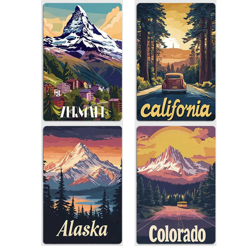 California Zermatt Colorado Alaska Mountain Travel Retro Posters Metal Sign Poster Bar Bedroom Wall Home Decor Room Decoration
California Zermatt Colorado Alaska Mountain Travel Retro Posters Metal Sign Poster Bar Bedroom Wall Home Decor Room Decoration