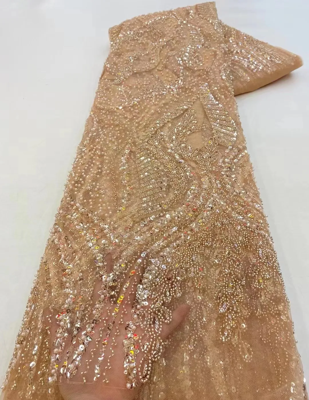 French tulle fine beaded wedding dress sequin embroidery, African lace bead tube embroidery fashion luxury party dress
French tulle fine beaded wedding dress sequin embroidery, African lace bead tube embroidery fashion luxury party dress