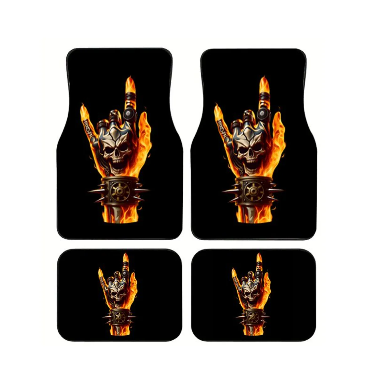 Fire Skull Rock Hand Sign Print Car Floor Mats 4PCS Universal Gothic Heavy Metal Auto Foot Carpets Interior Accessories For SUV
Fire Skull Rock Hand Sign Print Car Floor Mats 4PCS Universal Gothic Heavy Metal Auto Foot Carpets Interior Accessories For SUV