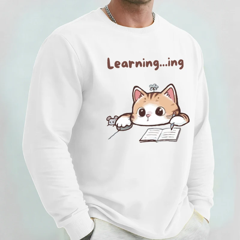 Ленивый учебный кот с креативным узором, мужская толстовка, модный флисовый пуловер в стиле ретро, повседневная свободная базовая одежда с длинными рукавами и круглым вырезом
Ленивый учебный кот с креативным узором, мужская толстовка, модный флисовый пуловер в стиле ретро, повседневная свободная базовая одежда с длинными рукавами и круглым вырезом