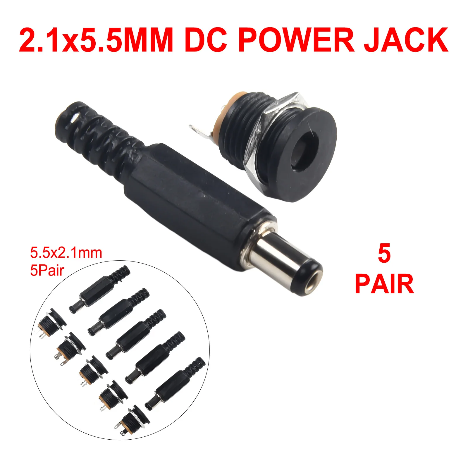 5 Pair Of DC Power Connectors Female Socket Panel Mount DC 12V Power Connector Electrical Equipment Accessories Repair Parts
5 Pair Of DC Power Connectors Female Socket Panel Mount DC 12V Power Connector Electrical Equipment Accessories Repair Parts