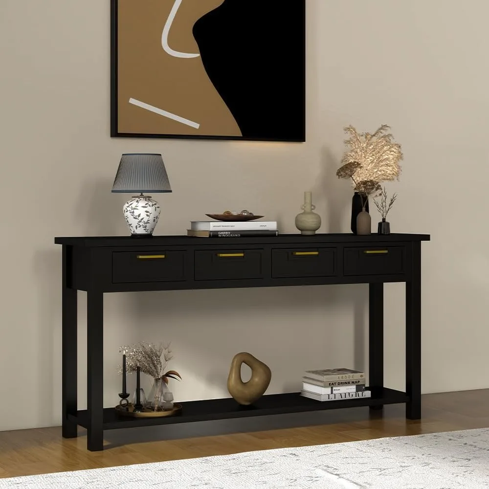 Console Table for Entryway, 60 Inch Sofa Table w/4 Drawers and Bottom Shelf Narrow Long Hallway Table
Console Table for Entryway, 60 Inch Sofa Table w/4 Drawers and Bottom Shelf Narrow Long Hallway Table