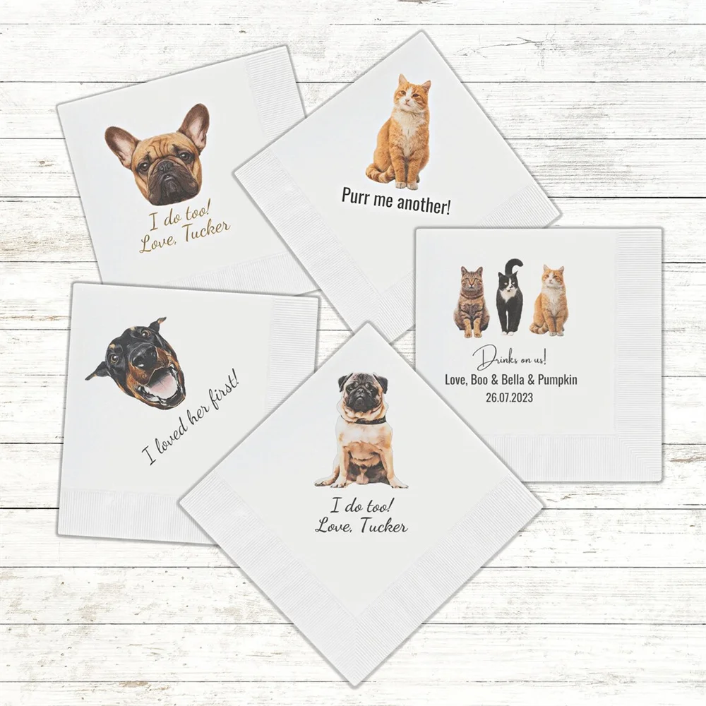 Custom Pet Cocktail Napkins • Personalized Dog Wedding Napkins • Bridal Shower • Rehearsal Dinner • Dog Party Napkins Colored •
Custom Pet Cocktail Napkins • Personalized Dog Wedding Napkins • Bridal Shower • Rehearsal Dinner • Dog Party Napkins Colored •