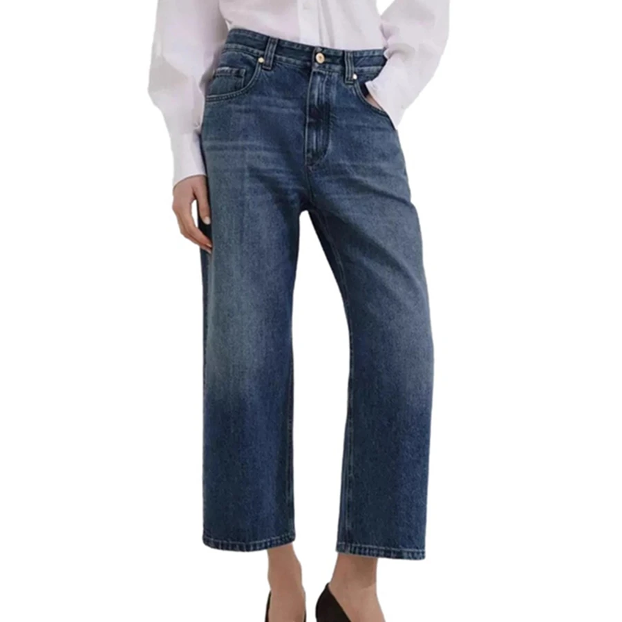 Maxdutti 2026 American Retro High Waisted Navy Blue Mid Line Wide Leg Denim Pants Minimalist Elegance Cropped Jeans For Women
Maxdutti 2026 American Retro High Waisted Navy Blue Mid Line Wide Leg Denim Pants Minimalist Elegance Cropped Jeans For Women