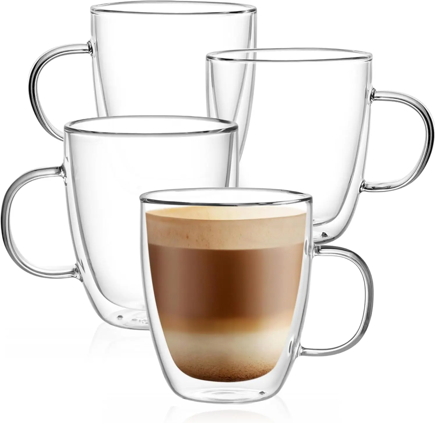 Large Glass Coffee Mugs 12oz,Double Walled Insulated Cappuccino Mug with Handle,Set of 4
Large Glass Coffee Mugs 12oz,Double Walled Insulated Cappuccino Mug with Handle,Set of 4