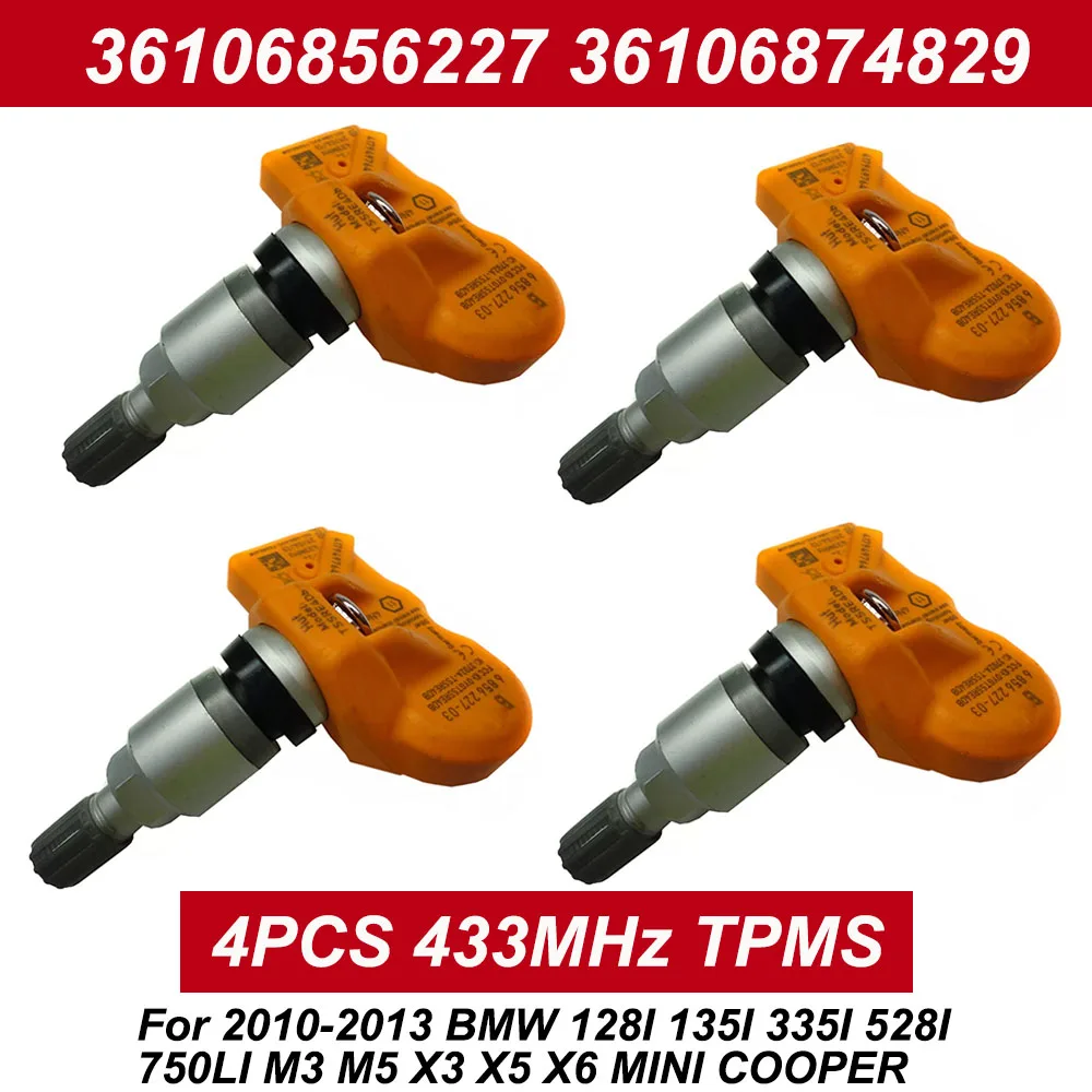 4 шт. 433 МГц автомобильный датчик TPMS 36106856227 6856227 Для 2010-2013 BMW 128I 135I 335I 528I 750LI M3 M5 X3 X5 X6 MINI COOPER
4 шт. 433 МГц автомобильный датчик TPMS 36106856227 6856227 Для 2010-2013 BMW 128I 135I 335I 528I 750LI M3 M5 X3 X5 X6 MINI COOPER