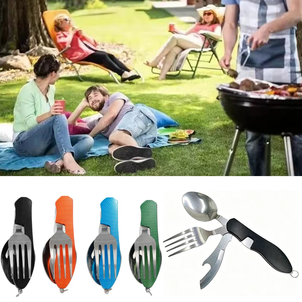 4-in-1 Folding Camping Cutlery Stainless Steel Knife Fork Spoon Bottle Opener Outdoor Survival Travel Portable Tableware
4-in-1 Folding Camping Cutlery Stainless Steel Knife Fork Spoon Bottle Opener Outdoor Survival Travel Portable Tableware