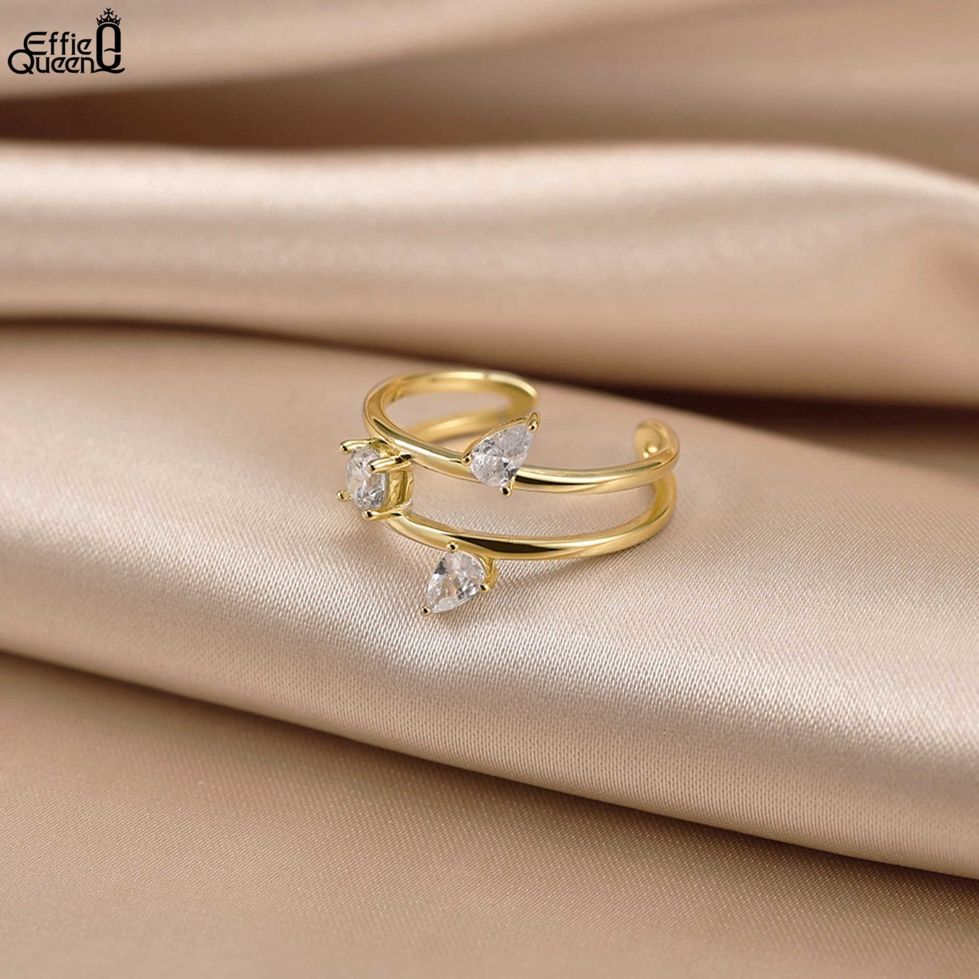 Effie Queen 925 Sterling Silver Open Ring With Water Drop & Oval Cubic Zirconia Hollow Design Double Layered Style Present APR39
Effie Queen 925 Sterling Silver Open Ring With Water Drop & Oval Cubic Zirconia Hollow Design Double Layered Style Present APR39
