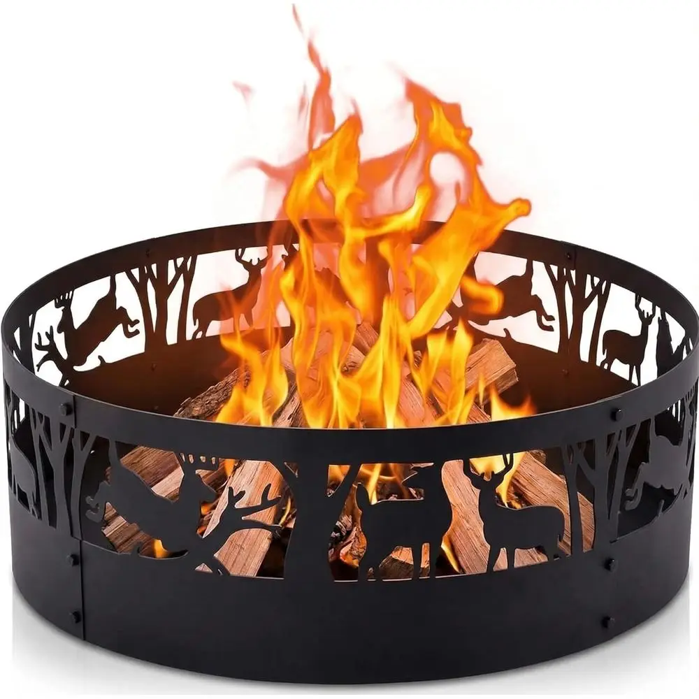 Portable 36 Inch Steel Fire Pit Ring with Metal Liner for Outdoor Wood Burning - Perfect for Camping, Backyard, or Patio Use
Portable 36 Inch Steel Fire Pit Ring with Metal Liner for Outdoor Wood Burning - Perfect for Camping, Backyard, or Patio Use