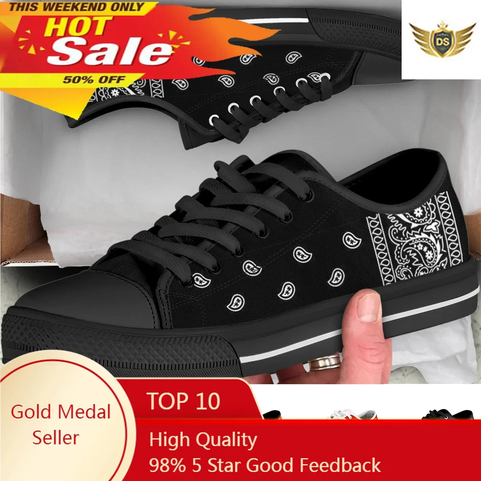 Black White Red Blue Bandana Paisley Womens Sneakers Flat Shoes High Quality Gifts Art Her Fashion Casual Footwear
Black White Red Blue Bandana Paisley Womens Sneakers Flat Shoes High Quality Gifts Art Her Fashion Casual Footwear
