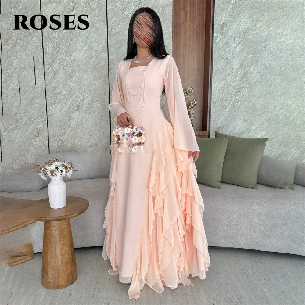 ROSES Blush Pink Chiffion Prom Dress Gown Pleat Formal Party Gown Full Sleeve A-Line Evening Gown vestidos de noche Customized
ROSES Blush Pink Chiffion Prom Dress Gown Pleat Formal Party Gown Full Sleeve A-Line Evening Gown vestidos de noche Customized