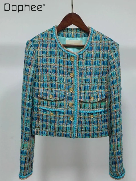 High-end Elegant Socialite Tweed Coat Fashion French Trend Colorful Woven Round Neck Long Sleeve Single-breasted Short Wool Coat
High-end Elegant Socialite Tweed Coat Fashion French Trend Colorful Woven Round Neck Long Sleeve Single-breasted Short Wool Coat