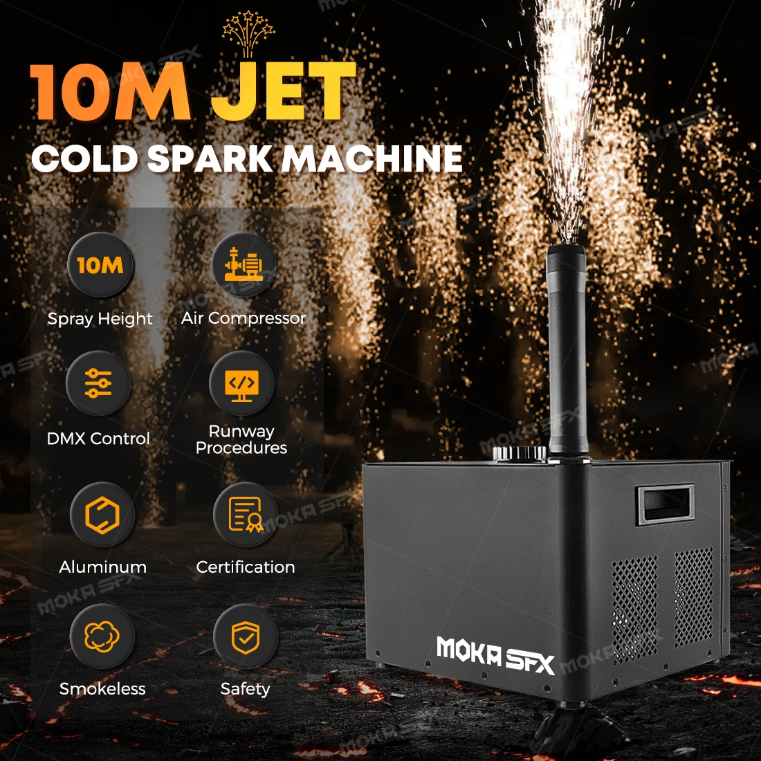 MOKA SFX Outdoor 10m Spray Best Dj Cold Sparks Jet Pro Projector Sparklers Fountain Machines Price For Concert Stage Event
MOKA SFX Outdoor 10m Spray Best Dj Cold Sparks Jet Pro Projector Sparklers Fountain Machines Price For Concert Stage Event