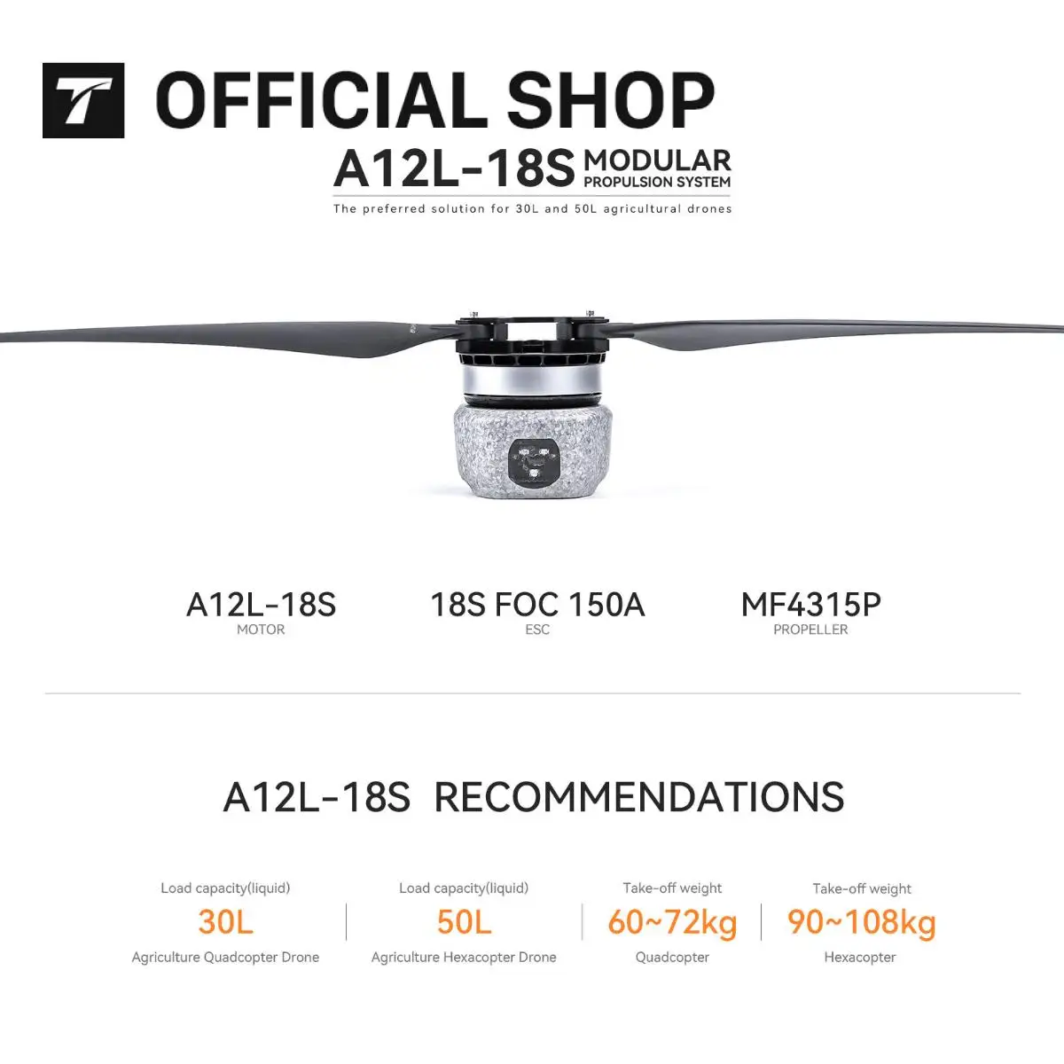 T-MOTOR A12L 18S KV70 Brushless Motor Custom Service Heavy Duty 30L 40L Quadcopter UAV Agriculture Drones Accessories
T-MOTOR A12L 18S KV70 Brushless Motor Custom Service Heavy Duty 30L 40L Quadcopter UAV Agriculture Drones Accessories