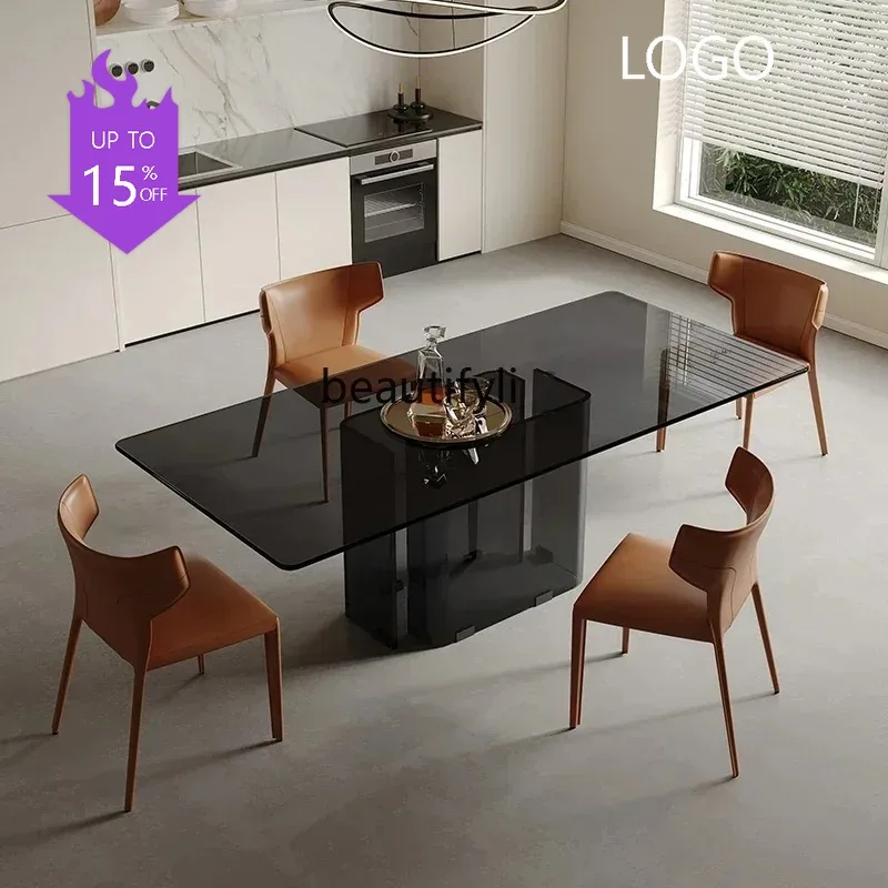 Y2344 Wabi Sansi wind tempered glass dining table household rectangular table designer small apartment
Y2344 Wabi Sansi wind tempered glass dining table household rectangular table designer small apartment
