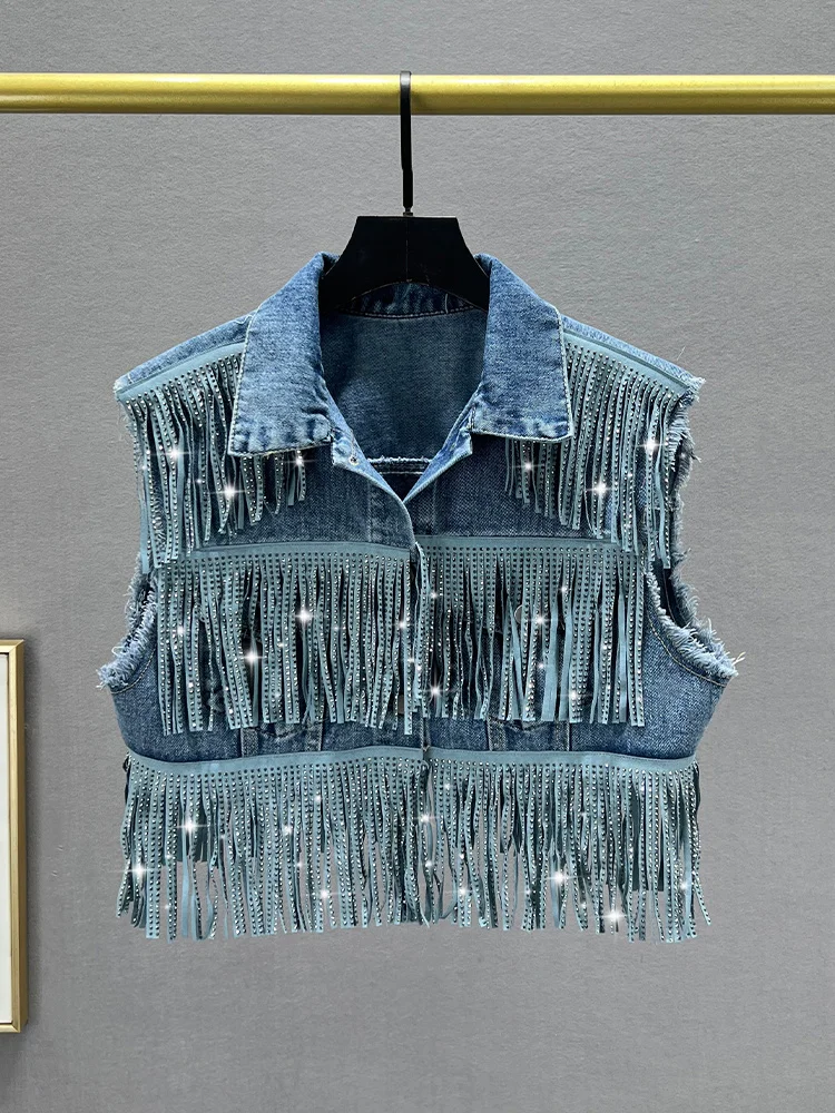 Heavy Embellied Fringed Rhinestone Denim Jaet Women's Trendy Early Autumn Loose Slimming Svel Street Sle Top
Heavy Embellied Fringed Rhinestone Denim Jaet Women's Trendy Early Autumn Loose Slimming Svel Street Sle Top
