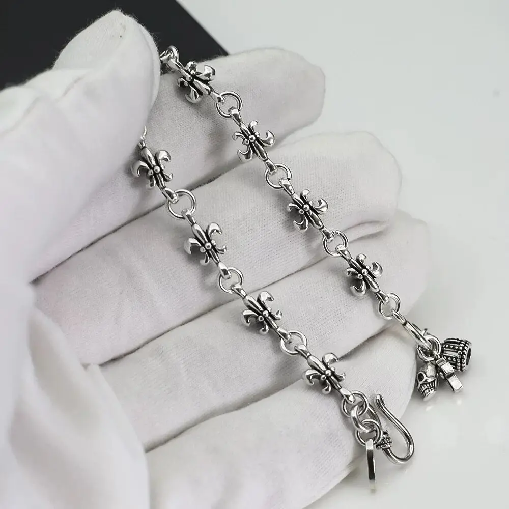 S925 sterling silver cross boat anchor skull crown bracelet vintage design niche fashion punk couple
S925 sterling silver cross boat anchor skull crown bracelet vintage design niche fashion punk couple