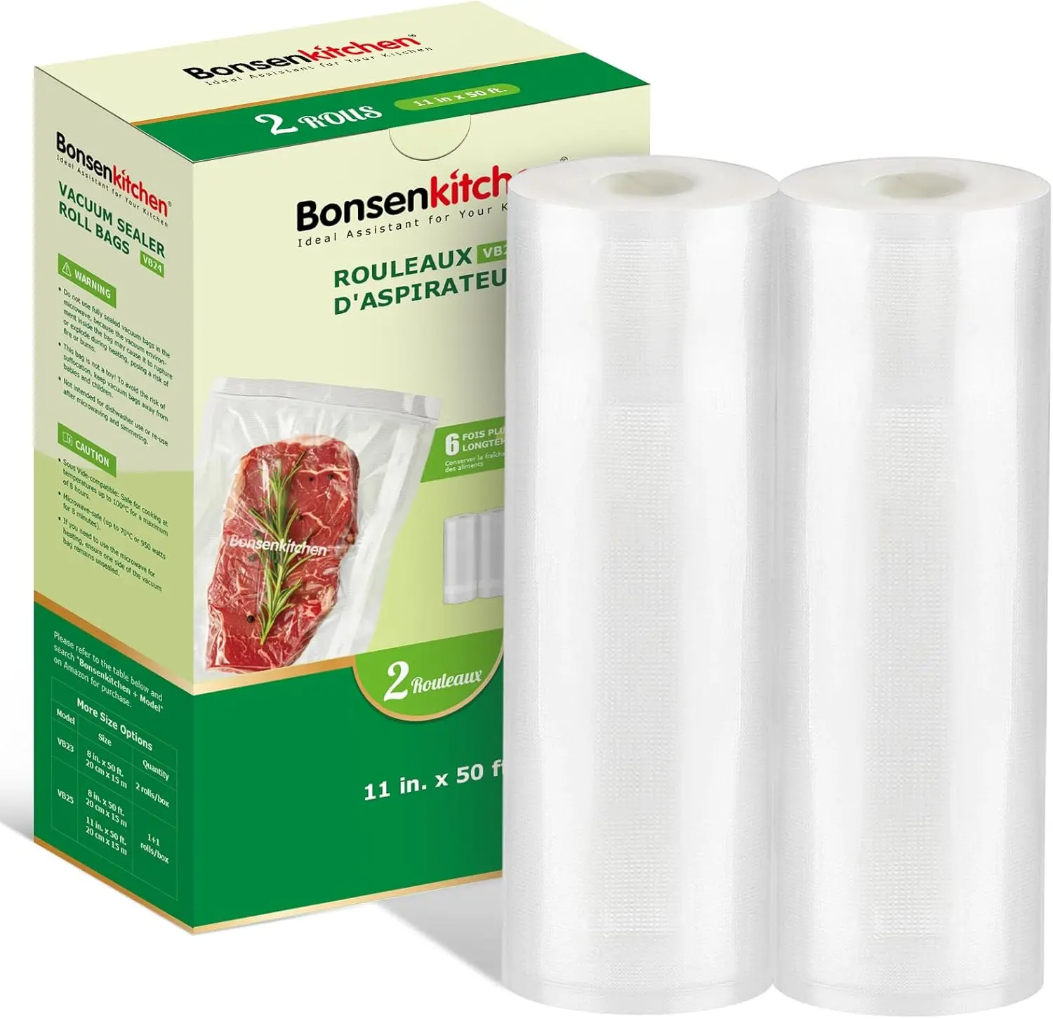 11in x 50ft Vacuum Sealer Bags 2 Pack, Heavy Duty, BPA Free, for Food Storage & Sous Vide
11in x 50ft Vacuum Sealer Bags 2 Pack, Heavy Duty, BPA Free, for Food Storage & Sous Vide