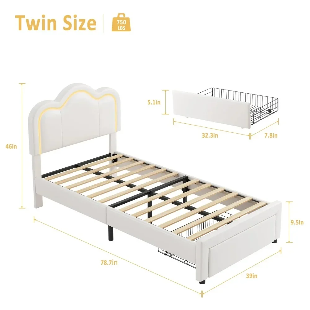 Modern Twin Upholstered Bed Frame with Adjustable Headboard & Smart LED, Velvet Princess Platform Bed Frame,Wooden Slats Support
Modern Twin Upholstered Bed Frame with Adjustable Headboard & Smart LED, Velvet Princess Platform Bed Frame,Wooden Slats Support