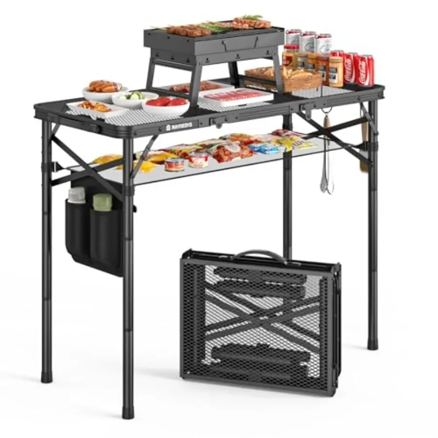 Tri-fold Camping Table for Picnic Cooking BBQ Camping Outdoor, Aluminum Frame, Black, 35.43x15.75, 3 Heights Adjustable with St
Tri-fold Camping Table for Picnic Cooking BBQ Camping Outdoor, Aluminum Frame, Black, 35.43x15.75, 3 Heights Adjustable with St